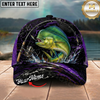 Maxcorners Fishing Purple Lightning Rod Splash Personalized 3D Cap (12 Fish Species)
