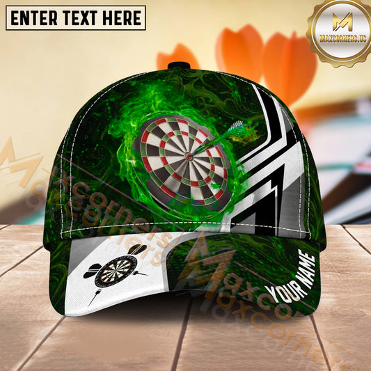 Maxcorners Darts Flaming Bullseye Geometric Pattern Personalized Name 3D Classic Cap