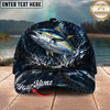 Maxcorners Fishing Dark Ocean Splash Personalized 3D Cap (12 Fish Species)