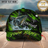 Maxcorners Fishing Neon Green Splash Personalized Name 3D Cap (12 Fish Species)