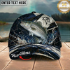 Maxcorners Fishing Black White Crack Texture Splash Personalized 3D Cap (12 Fish Species)