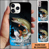 Maxcorners Black Blue Hexagon Water Splash Personalized Name Phone Case (13 Fish Species)