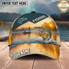 Maxcorners Fishing Sunset Lake Angler Personalized Name 3D Cap (12 Fish Species)