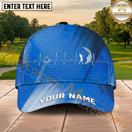 Maxcorners Golf Blue Heartbeat EKG Personalized Cap