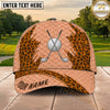 Maxcorners Golf Leopard Print Crossed Clubs Personalized Name 3D Classic Cap