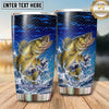 Maxcorners Fishing Tumbler Electric Blue Wave Grid Design Personalized Name Tumbler (13 Species)