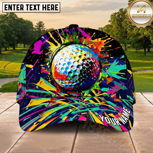 Maxcorners Golf Color Splash Artistic Golf Ball Personalized Name 3D Classic Cap