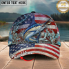Maxcorners Fishing Patriotic American Flag Water Splash Personalized 3D Cap (12 Fish Species)