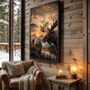 Maxcorners Bass Fishing Retro Mountain Sunset Wildlife Personalized Canvas Wall Art