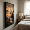 Maxcorners Bass Fishing Retro Mountain Sunset Wildlife Personalized Canvas Wall Art