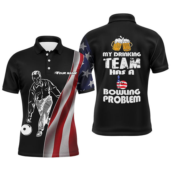 Maxcorners Funny Bowling Team Bowlers American Flag Beer Lovers Customized Name 3D Shirt