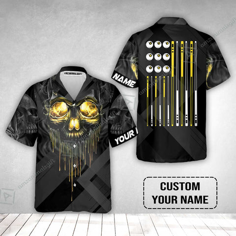 Maxcorners Billiards Pool Player Skull Custom Hawaiian Shirt