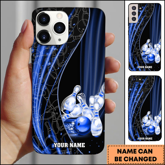 Maxcorners Bowling Neon Strike Pins Multicolor Personalized Name 3D Phone Case