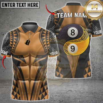 Maxcorners Billiards Yin Yang 8 Ball 9 Ball Tribal Pattern Personalized Name, Team Name 3D Shirt