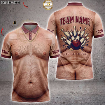 Maxcorners Bowling Funny Pale Body Bowling Ball Pins Personalized Name 3D Unisex Shirt