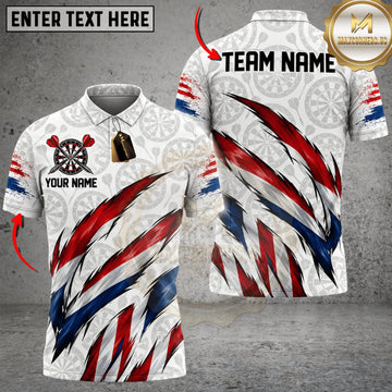 Maxcorners Darts Netherlands Flag Sharp Eagle Claw Personalized Name 3D Unisex Shirt