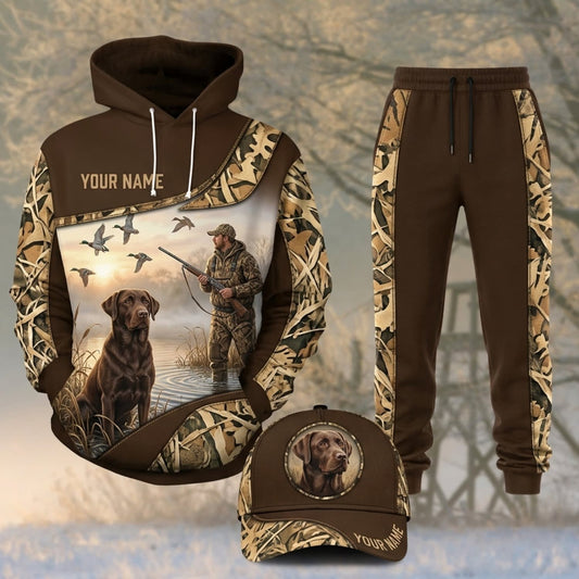 Maxcorners Duck Hunting Waterfowl Retriever Flying Ducks Brown Personalized 3D Shirts