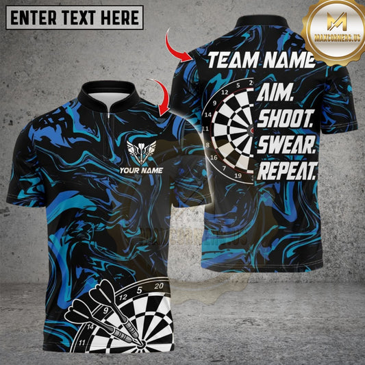 Maxcorners Aim Shoot Swear Repeat Dart Multicolor Customized Name, Team Name 3D Shirts