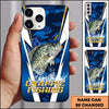 Maxcorners Blue Camo Lightning Water Splash Personalized Name Phone Case (13 Fish Species)