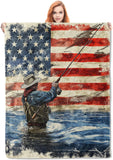 Maxcorners Fisheran With American Flag Fishing Blanket