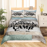 Maxcorners Summer Camp Bedding Set Twin, Camper Decor Bedding Set