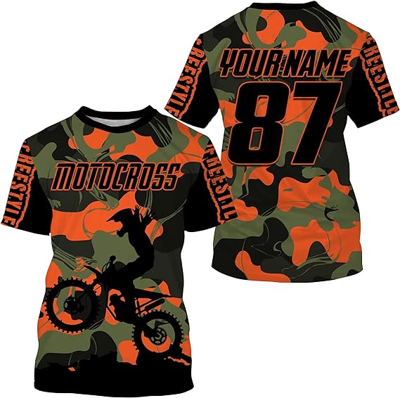 Maxcorners Motocross Camo FMX Customize Name And Number 3D Shirts