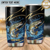 Maxcorners Fishing Tumbler Black Gold Curved Line Design Personalized Name Tumbler (13 Species)
