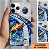 Maxcorners Fishing Blue Lightning Honeycomb Water Splash Personalized Name Phone Case (12 Fish Species)