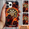 Maxcorners Black Rose Fire Dartboard Gothic Style Personalized Name 3D Phone Case
