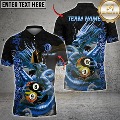 Maxcorners Billiard Golden Dragon Yin And Yang Multicolor Customized Name, Team Name 3D Shirt