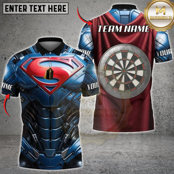 Maxcorners Darts Blue Red Metallic Armor Classic Dartboard Personalized Name 3D Unisex Shirt