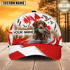 Maxcorners Dog Hunting And Duck Canadian Maple Leaf Red White Marsh Personalized Name 3D Cap