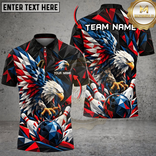 Maxcorners Bowling Patriotic Eagle Bowling Ball American Flag Personalized Name 3D Unisex Shirt