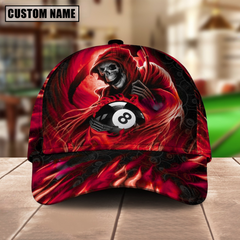 Maxcorners Billiard Ball 8 Reaper Art Personalized Name 3D Cap (4 Colors)