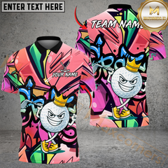 Maxcorners Graffiti Swing King Golf Polo Personalized Name, Team Name 3D Shirt (4 Colors)