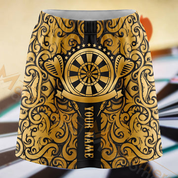 Maxcorners Darts Gold Ornamental Dartboard Personalized 3D Skort, Skirts With Shorts