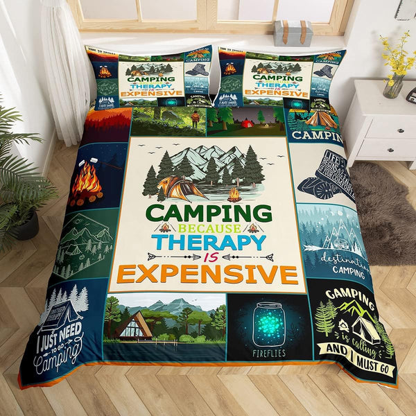 Maxcorners Camping Duvet Cover Camper Bedding Set