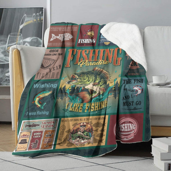 Maxcorners Fishing Paradise I Like Fishing Blanket