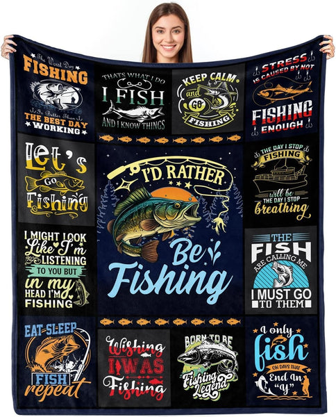 Maxcorners I'd Reather Be Fishing Blanket