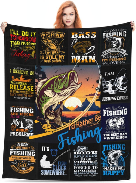 Maxcorners Born to go Fishing Forced To School Fishing Blanket