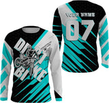 Maxcorners Motocross Dirt Bike Cyan Customize Name And Number 3D Shirts