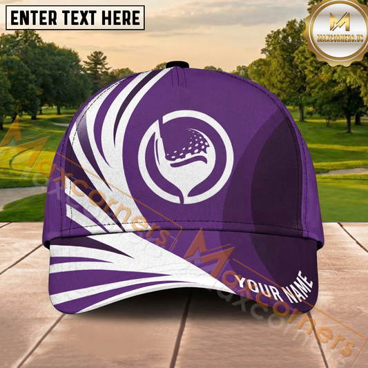 Maxcorners Golf Purple Swirl Design Personalized Cap
