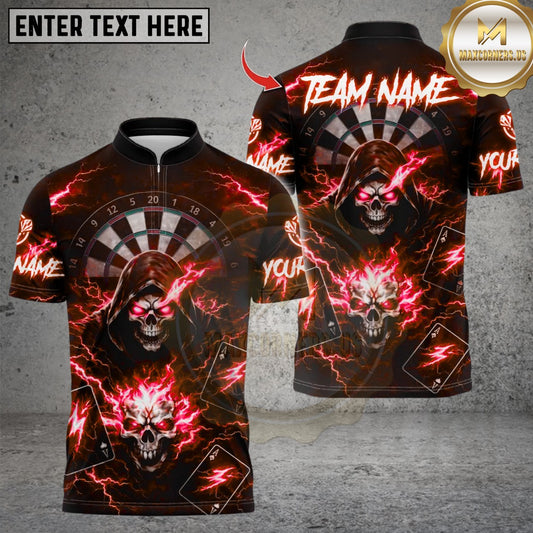Maxcorners Darts Grim Reaper Darts Board Thunder Card Multicolor Customized Name, Team Name 3D Shirt (4 Colors)
