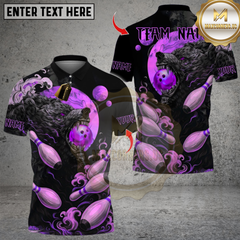 Maxcorners Bowling Bear Moon Multicolor Customized Name, Team Name 3D Shirts