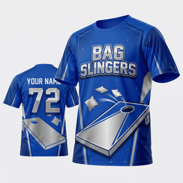 Maxcorners Cornhole Bag Slingers Royal Blue Personalized Name 3D Unisex Shirt