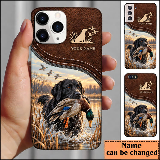 Maxcorners Duck Hunting Golden Retriever Vintage Brown Hunting Club Emblem Personalized Name 3D Phone Case - Black Labrador Retriever - Mallard