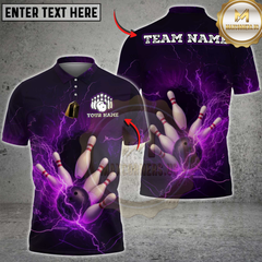 Maxcorners Bowling Lightning Multicolor Customized Name, Team Name 3D Shirts