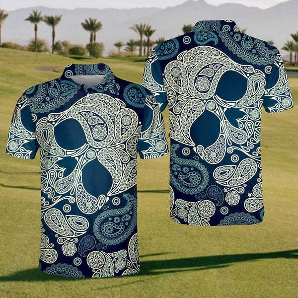 Maxcorners Phantom Skull Mens Golf Polo Shirt, Mens Goft Shirt, Gift For Golf Lovers