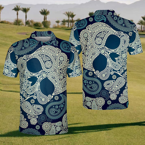 Maxcorners Phantom Skull Mens Golf Polo Shirt, Mens Goft Shirt, Gift For Golf Lovers