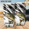Maxcorners Fishing Tumbler Black White Brush Stroke Design Personalized Name Tumbler (13 Species)
